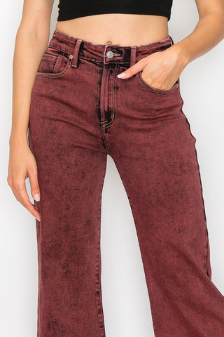 Hot Girl X Artemis Bloody Mary Tummy Control High Rise Flare Jeans In Burgundy