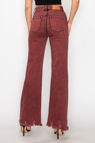 Hot Girl X Artemis Bloody Mary Tummy Control High Rise Flare Jeans In Burgundy