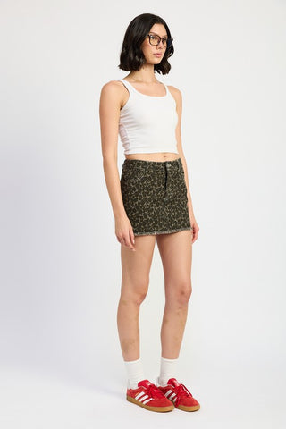 Hot Girl Untamed Leopard Print Denim Mini Skirt