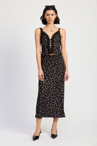 Hot Girl Spot On Button Up Polka Dot Lace Cami