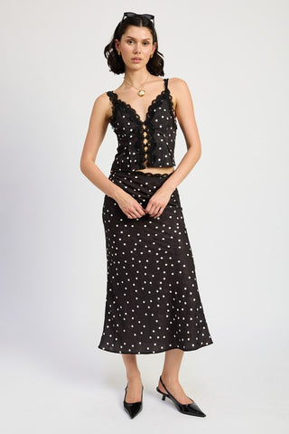 Hot Girl Spot On Button Up Polka Dot Lace Cami