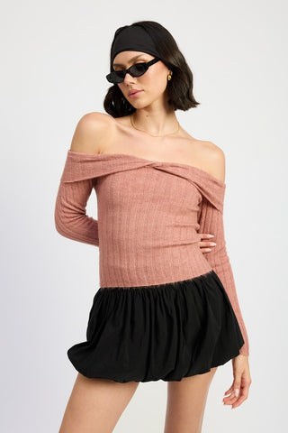 Hot Girl Bare Intentions Off Shoulder Open Back Sweater