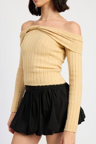 Hot Girl Bare Intentions Off Shoulder Open Back Sweater