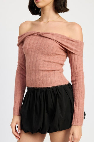 Hot Girl Bare Intentions Off Shoulder Open Back Sweater