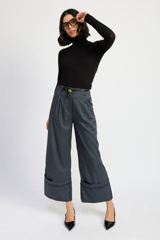 Hot Girl Executive Order Fold Over Wide Leg Slouch Pants