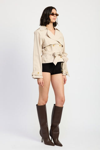 Hot Girl In The Trenches Cropped Belted Jacket