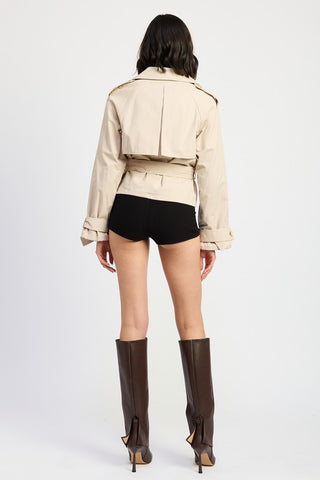 Hot Girl In The Trenches Cropped Belted Jacket