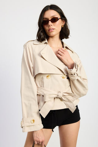 Hot Girl In The Trenches Cropped Belted Jacket