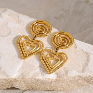 HGA Twisted Heart Gold Statement  Earrings