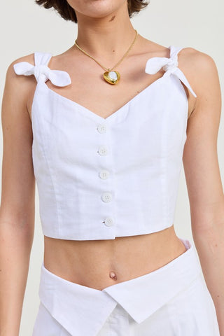 Hot Girl Cocoa & Milk Knotted Strap Cropped Vest Top