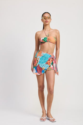 Hot Girl Tropical Resort Mini Wrap Shorts