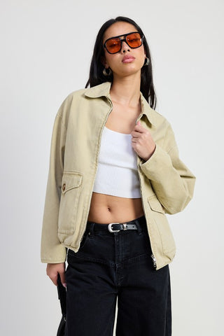 Hot Girl Urban Oasis Collared Denim Jacket