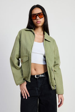 Hot Girl Urban Oasis Collared Denim Jacket