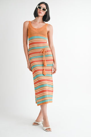 Hot Girl Arizona Tea Scoop Neck Crochet Maxi Dress