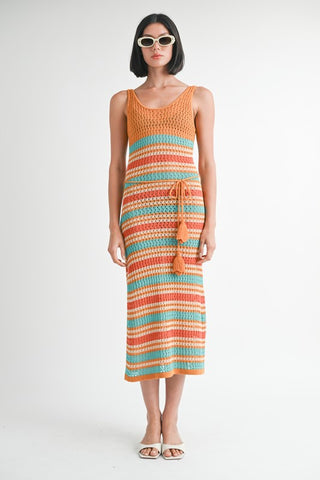 Hot Girl Arizona Tea Scoop Neck Crochet Maxi Dress