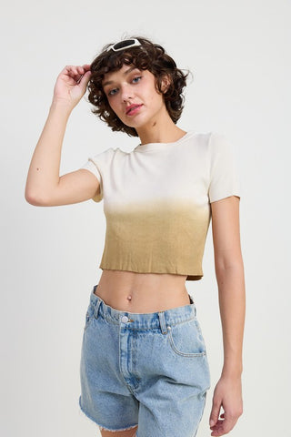 Hot Girl Ombré Crewneck Crop Top