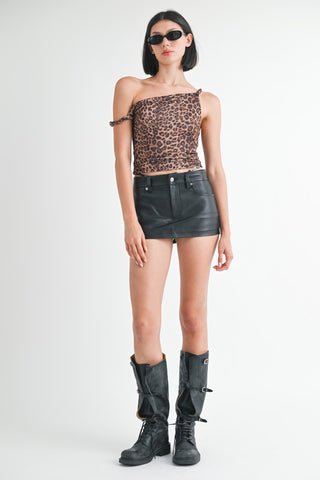 Hot Girl Wild Side Leopard Print Twist Shoulder Top