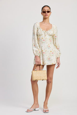 Hot Girl Cottage Bloom Floral Puff Sleeve Mini Dress