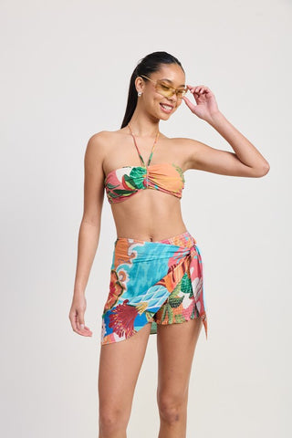 Hot Girl Tropical Resort Ruched Halter Bralette Top