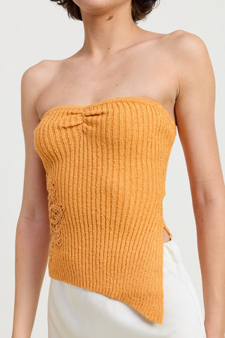 Hot Girl Breezee Ribbed Asymmetrical Tube Top