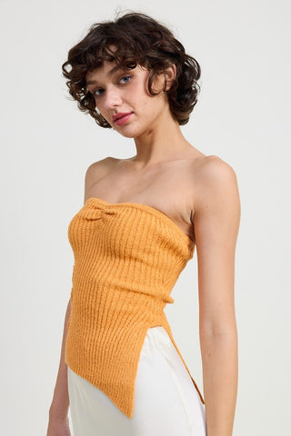 Hot Girl Breezee Ribbed Asymmetrical Tube Top