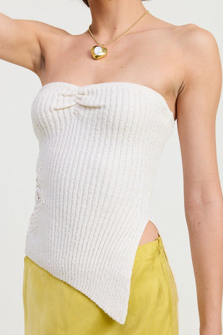 Hot Girl Breezee Ribbed Asymmetrical Tube Top