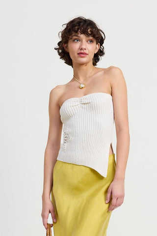 Hot Girl Breezee Ribbed Asymmetrical Tube Top