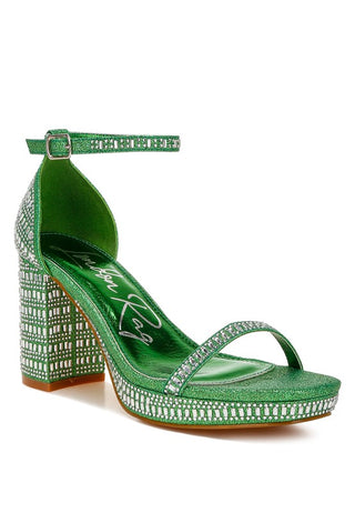 Hot Girl X London Rag Ronan Rhinestone Embellished Block Sandals