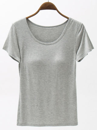 Hot Girl Round Neck Modal Naked  Tee With Built In Bra - Hot Girl Apparel