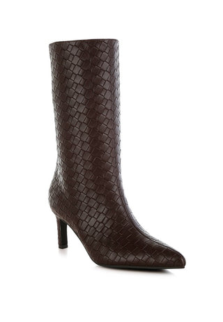 Hot Girl X London Rag Mentha Woven Faux Leather Boots