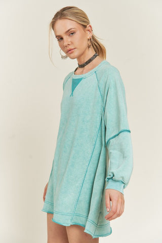 Hot Girl Jade By Jane Color Wash Exposed Seam Tunic Sweatshirt