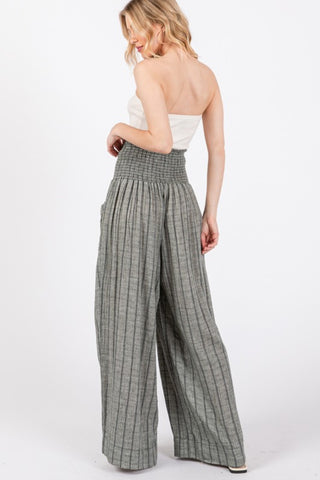 Hot Girl SAGE + FIG Cotton Gauze Boho Striped Pants In Grey - Hot Girl Apparel