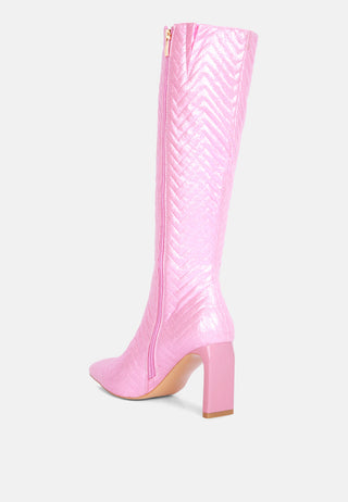 Hot Girl X London Rag Quilted Italian Block Heel Calf Boots