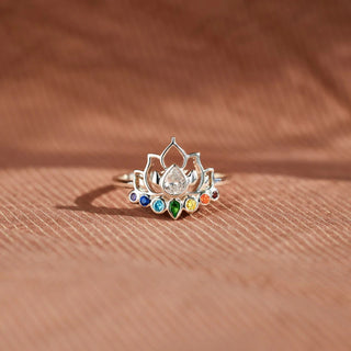 HGA Sterling Silver Rainbow Lotus Ring