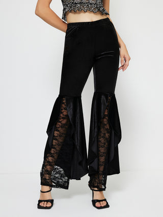 Hot Girl Dark Side High Waist Lace Flare Pants