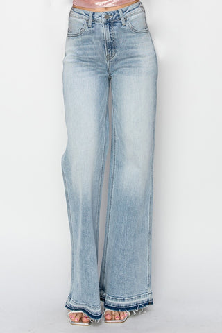 Hot Girl Risen Full Size High Rise Wide Leg Jeans In Light Wash