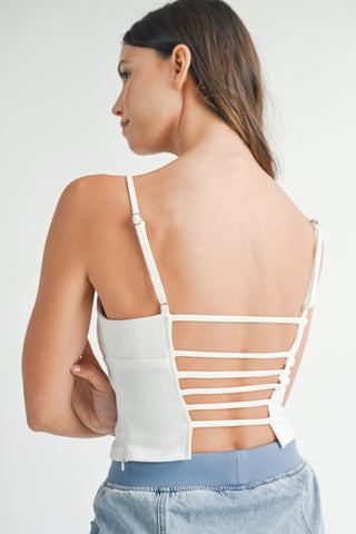 Hot Girl MABLE Strappy Back Cropped Cami In White
