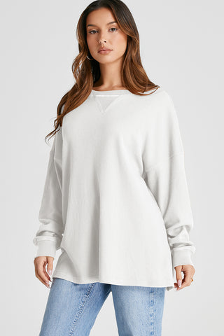 Hot Girl Waffle Knit Contrast Trim Sweatshirt