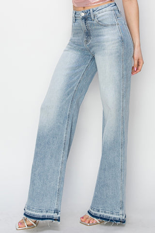 Hot Girl Risen Full Size High Rise Wide Leg Jeans In Light Wash