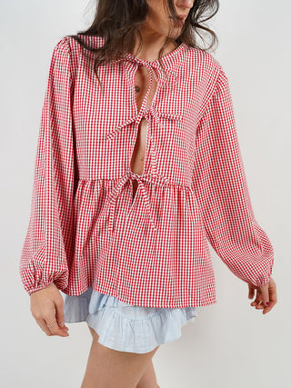 Hot Girl Bridget Bow Tied Long Sleeve Blouse