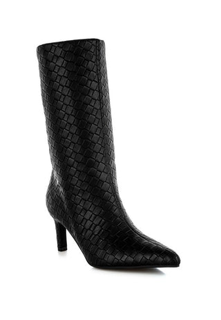 Hot Girl X London Rag Mentha Woven Faux Leather Boots