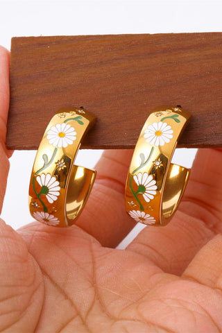 Hot Girl 18K Gold Plated Floral C- Hoop Earrings - Hot Girl Apparel