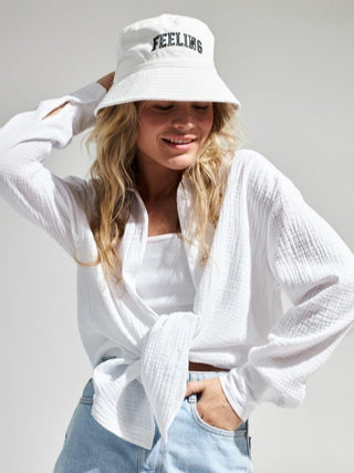 Hot Girl Linen Textured Long Sleeve Shirt - Hot Girl Apparel