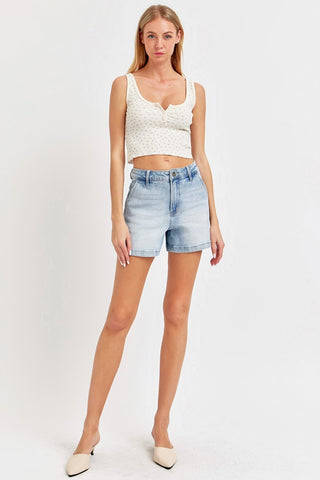 Hot Girl Risen High Rise Utility Denim Shorts In Light Wash