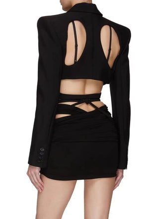 Hot Girl Cutout Backless Cropped Suit Top - Hot Girl Apparel