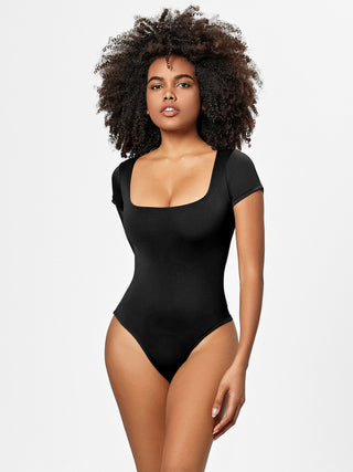 Hot Girl Square Neck Short Sleeve Bodysuit