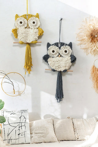 HGA Hand-Woven Tassel Owl Macrame Wall Hanging - Hot Girl Apparel