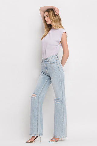 Hot Girl Vervet 90'S Vintage Super High Rise Flare Jeans In Light Wash - Hot Girl Apparel