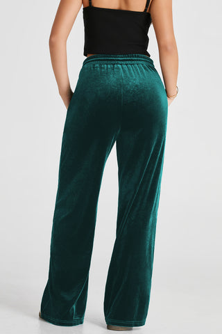 Hot Girl Velour Drawstring Wide Leg Sweatpants