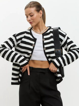 Hot Girl Old Money Striped Cardigan